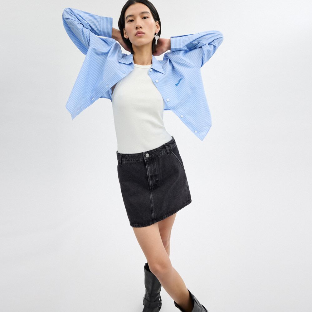 Coach Denim Skirt In Organic Cotton Pretas | COH866036