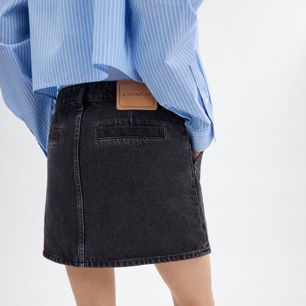Coach Denim Skirt In Organic Cotton Pretas | COH866036