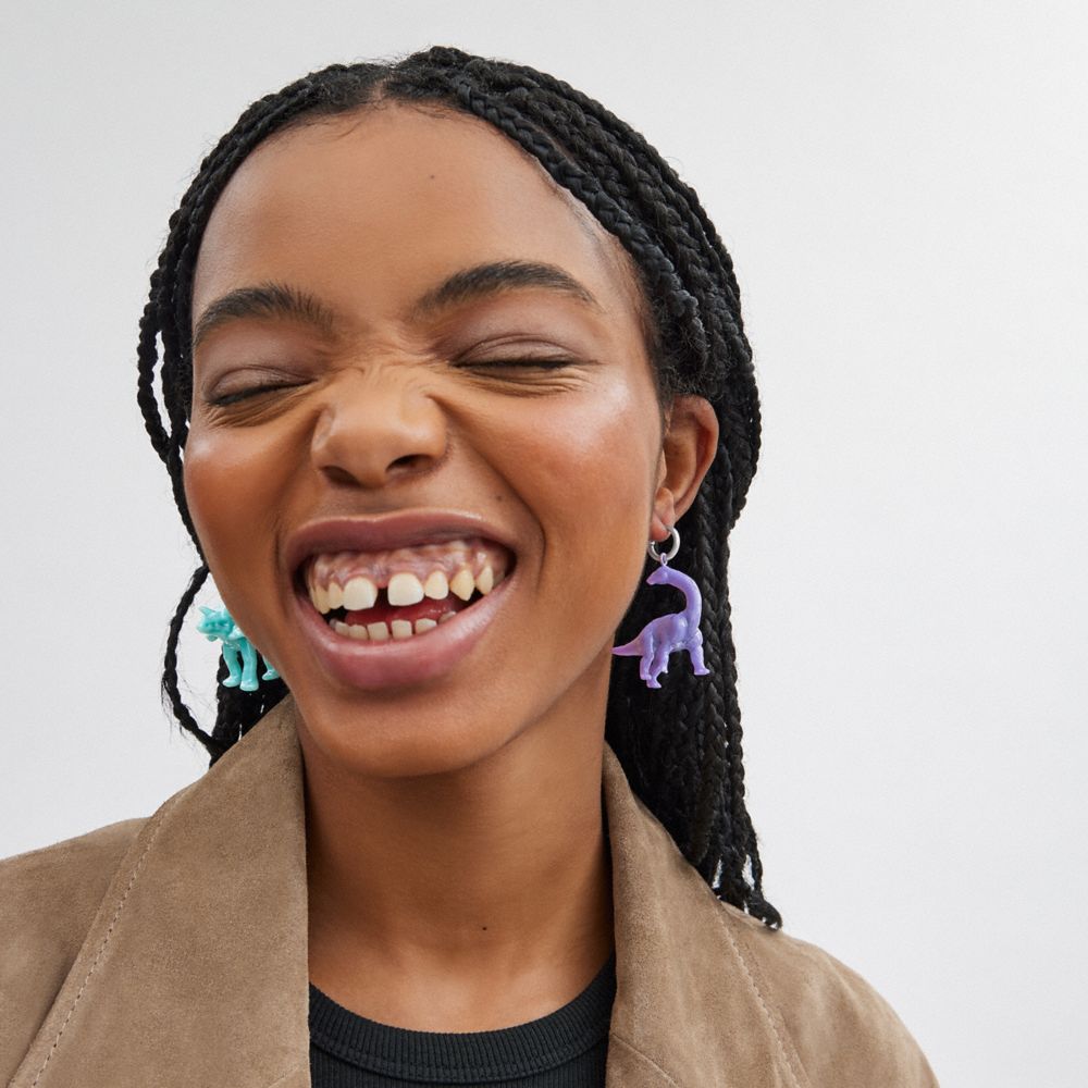 Coach Dinosaur Mismatch Earrings Prateadas Multicoloridas | COH866185