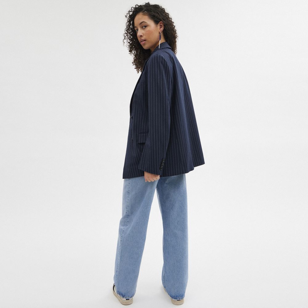 Coach Double Breasted Blazer Azul Marinho Branco | COH865918