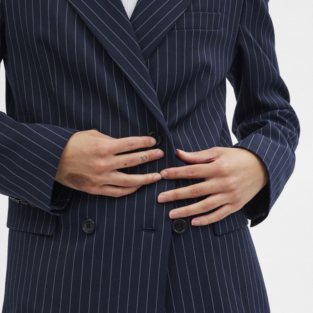 Coach Double Breasted Blazer Azul Marinho Branco | COH865918