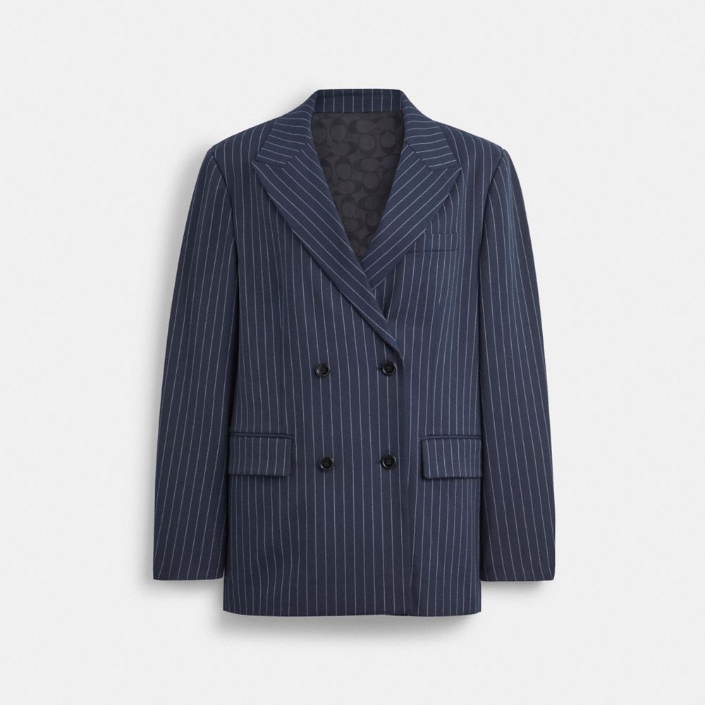 Coach Double Breasted Blazer Azul Marinho Branco | COH865918