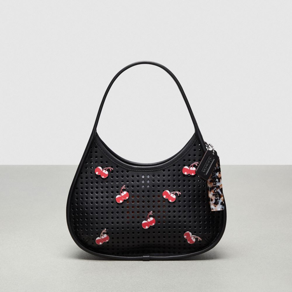 Coach Ergo Bag In Perforated Upcrafted Leather With Cherry Pins Pretas | COH865149