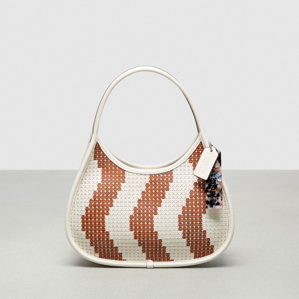 Coach Ergo Bag With Wavy Stripe Upcrafted Leather Sequins Marrom | COH864868