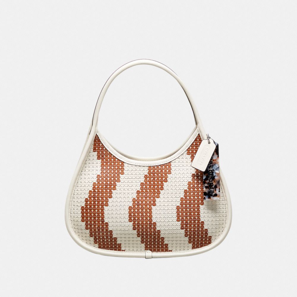 Coach Ergo Bag With Wavy Stripe Upcrafted Leather Sequins Marrom | COH864868
