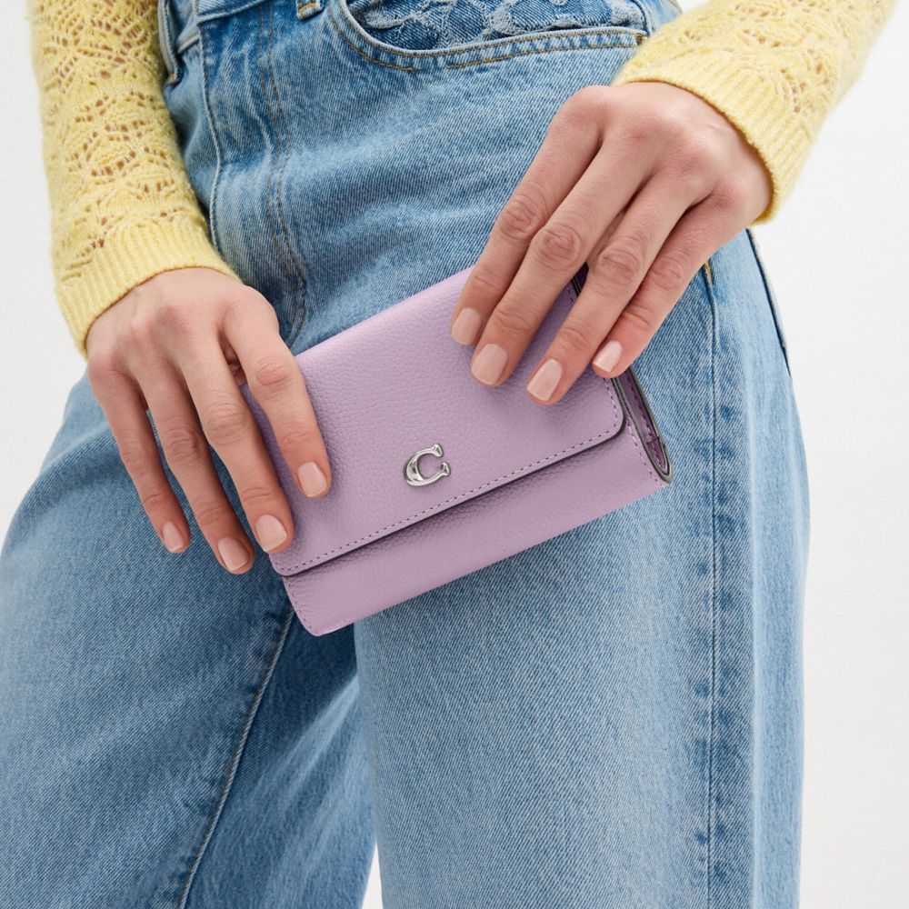 Coach Essential Medium Flap Wallet In Colorblock Prateadas Roxo Multicoloridas | COH865506