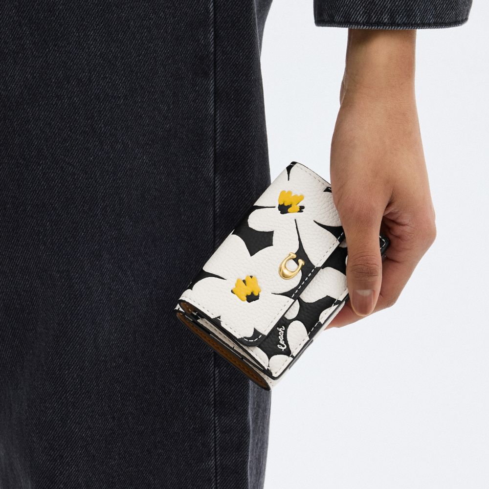 Coach Essential Mini Trifold Wallet With Floral Print Multicoloridas | COH865590