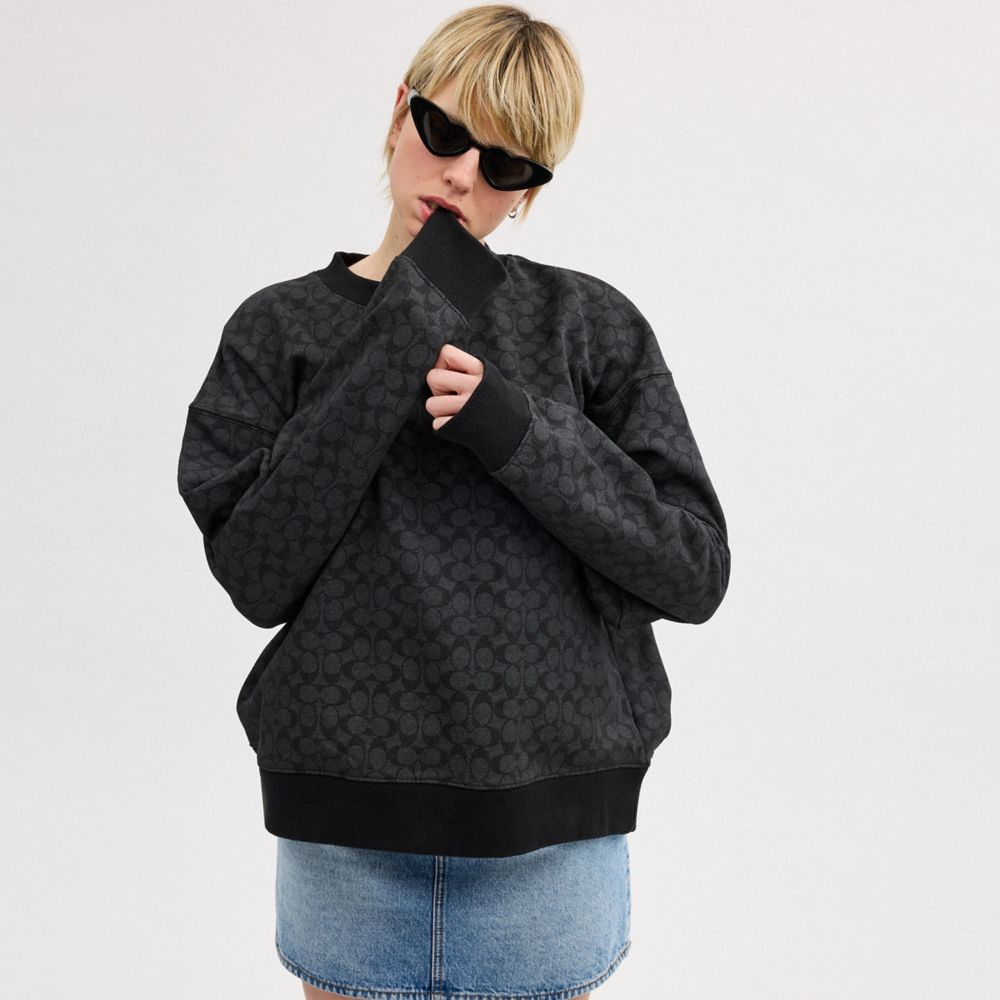 Coach Essential Signature Crewneck Cinzentas | COH866881