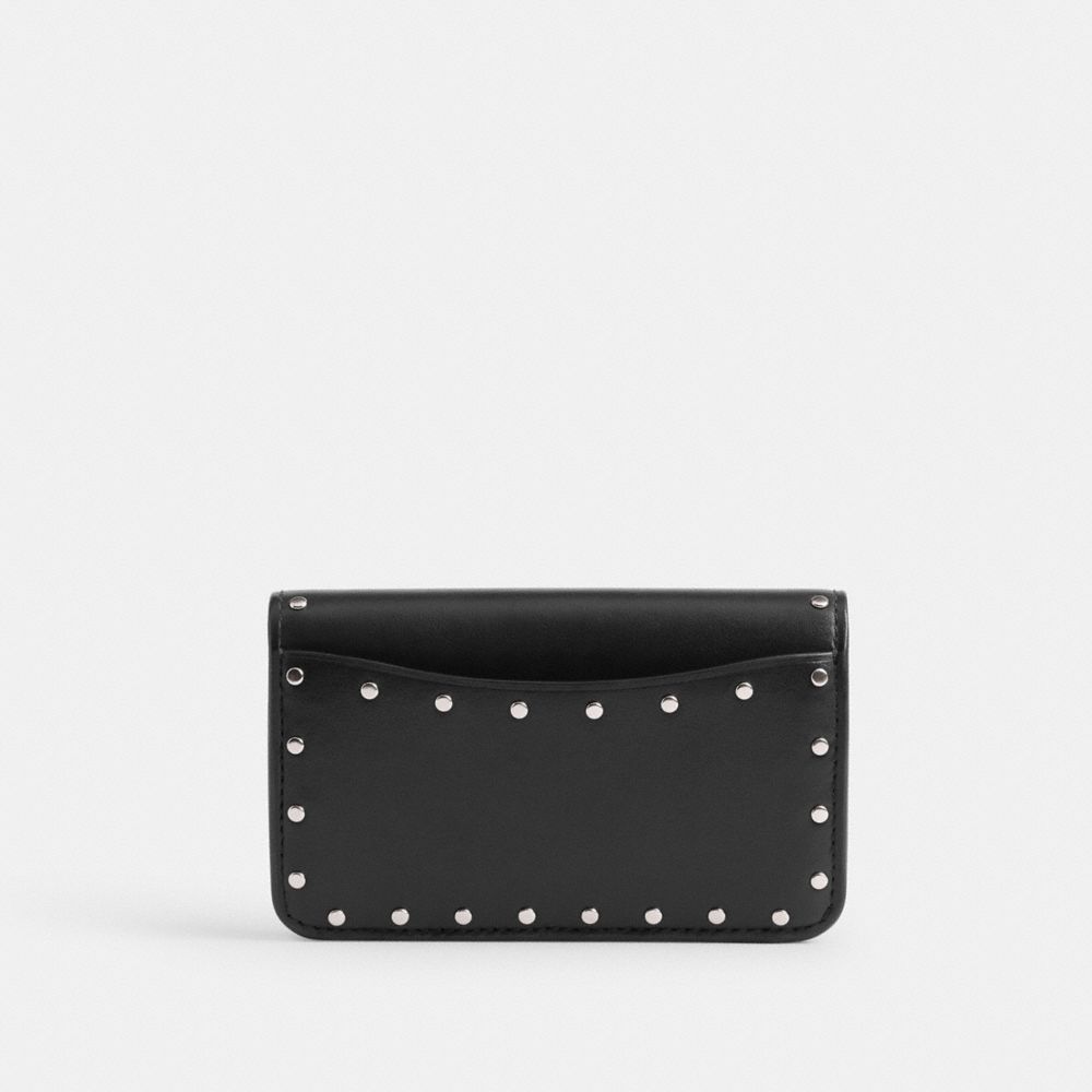 Coach Essential Slim Card Case With Rivets Prateadas Pretas | COH865512