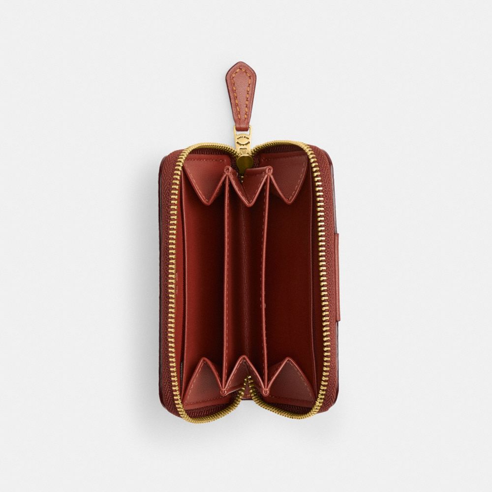 Coach Essential Small Zip Around Card Case In Signature Canvas Marrom Vermelhas | COH865584