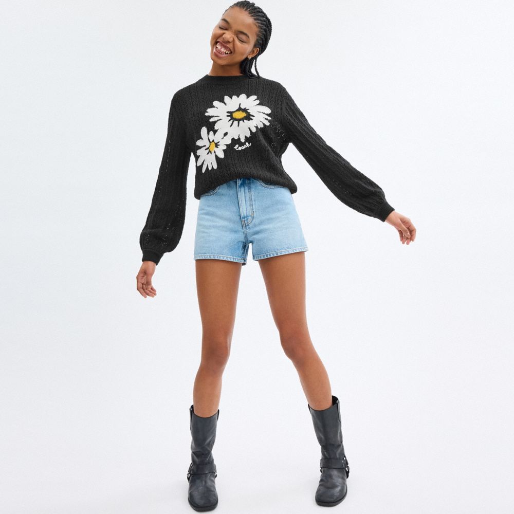Coach Floral Crewneck Sweater Pretas | COH865999