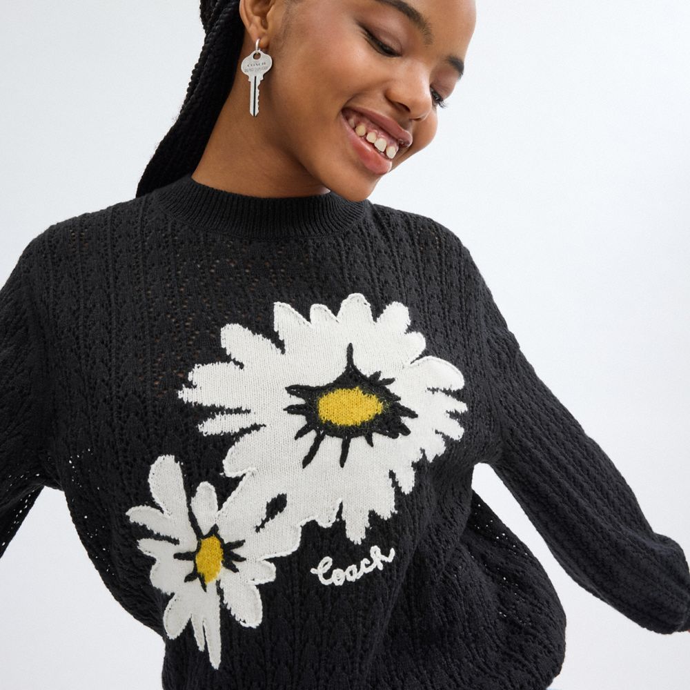 Coach Floral Crewneck Sweater Pretas | COH865999