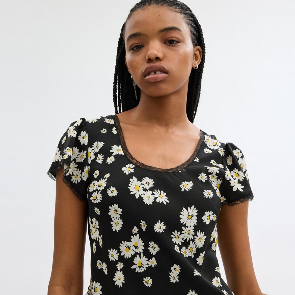 Coach Floral Mini Dress Pretas | COH866065