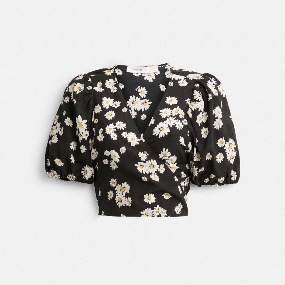 Coach Floral Wrap Blouse Pretas | COH866000