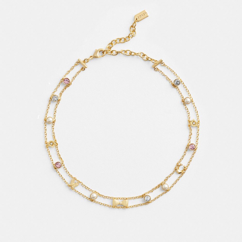 Coach Garden Charms Choker Necklace Douradas Multicoloridas | COH866186