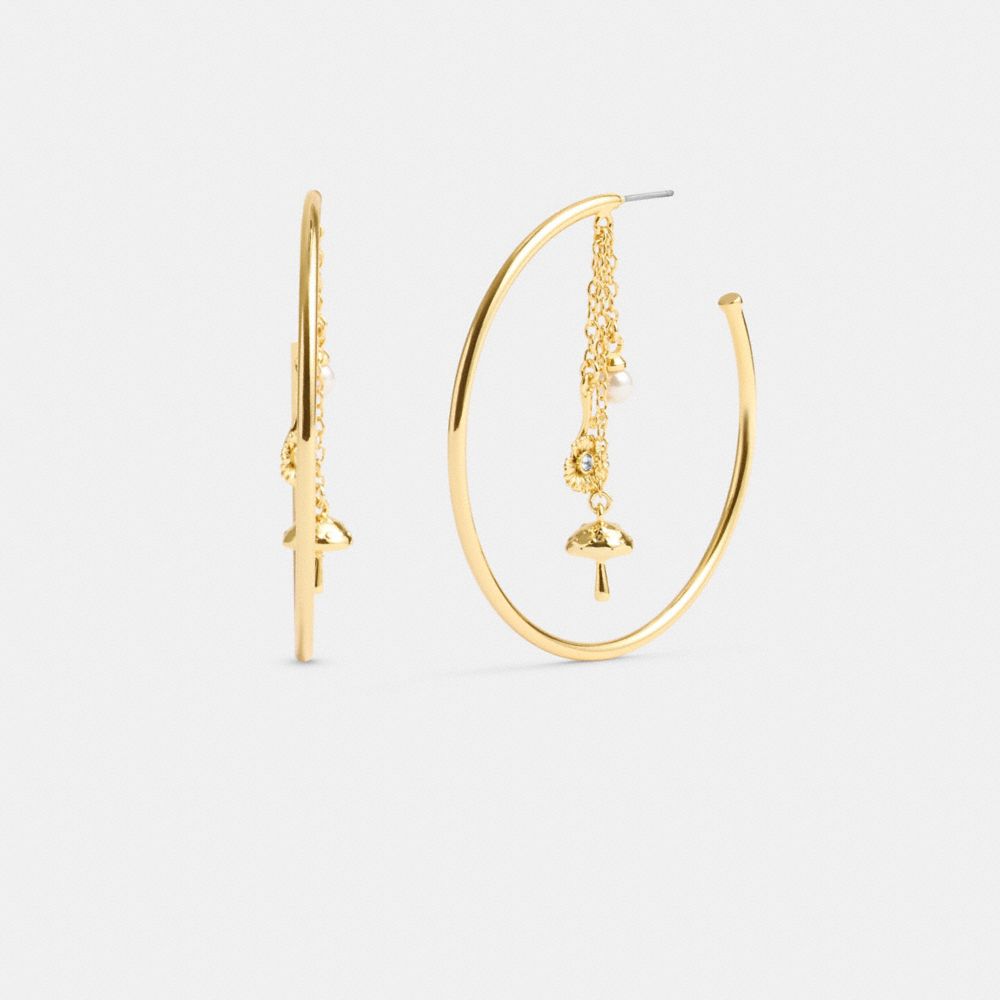 Coach Garden Charms Hoop Earrings Douradas | COH866141