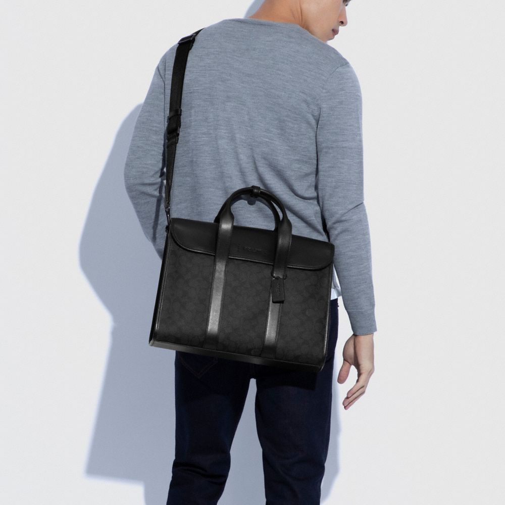 Coach Gotham Portfolio Bag In Signature Canvas Pretas Cobre Cinzentas Pretas | COH866533