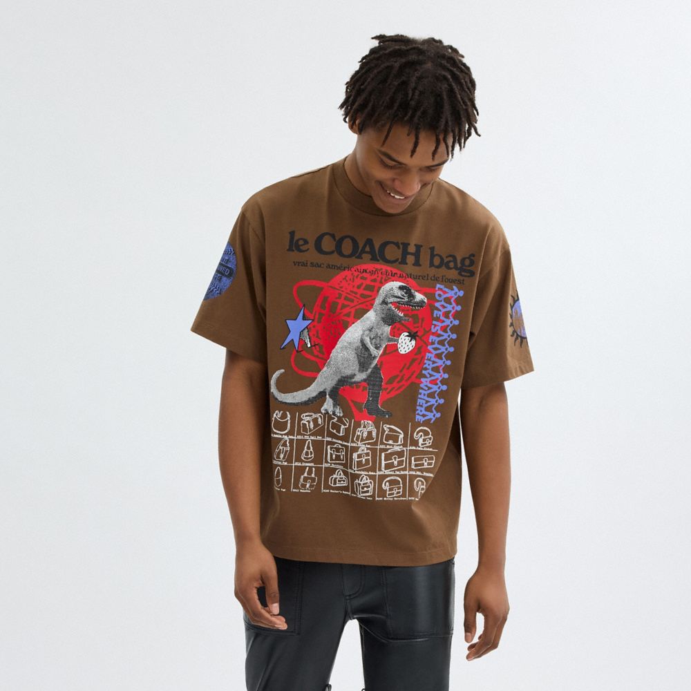 Coach Graphic Relaxed T Shirt In Organic Cotton Marrom | COH866930