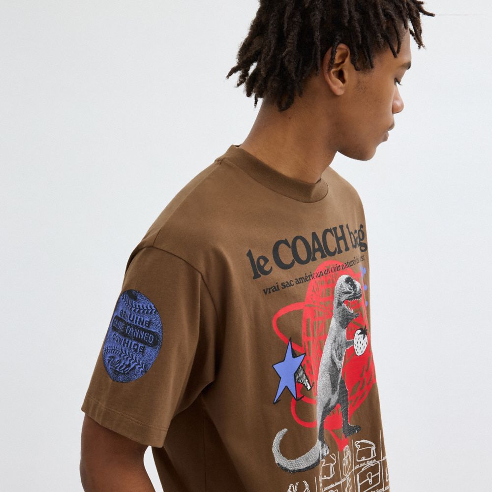 Coach Graphic Relaxed T Shirt In Organic Cotton Marrom | COH866930