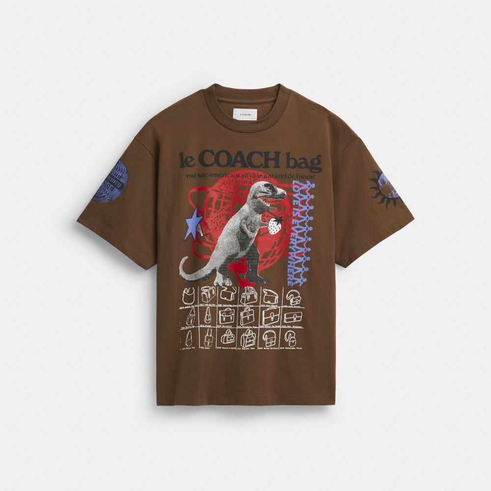 Coach Graphic Relaxed T Shirt In Organic Cotton Marrom | COH866930