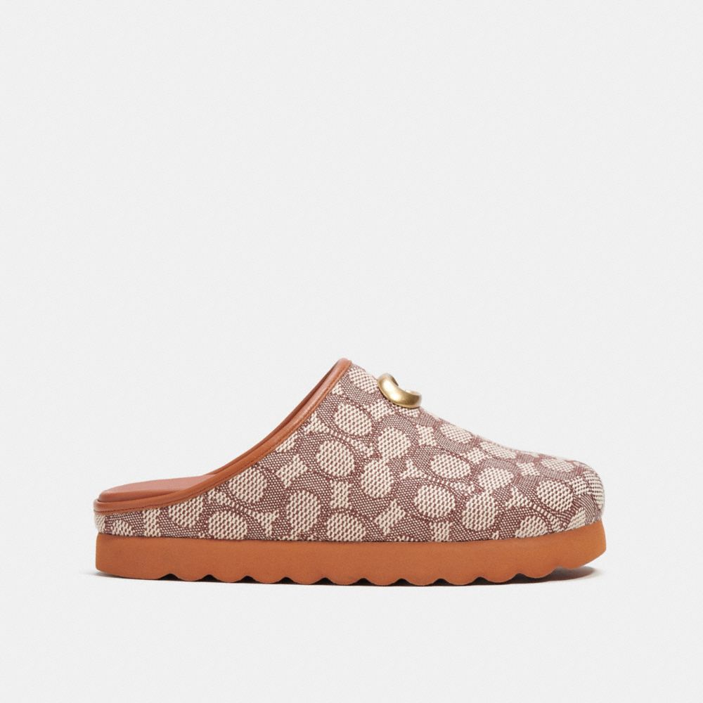 Coach Hadley Slipper In Signature Textile Jacquard Marrom | COH865784