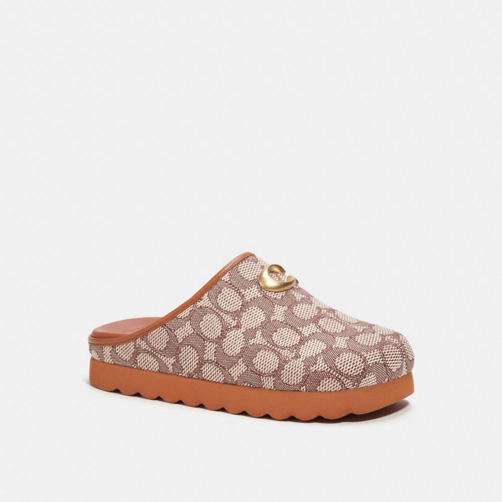 Coach Hadley Slipper In Signature Textile Jacquard Marrom | COH865784