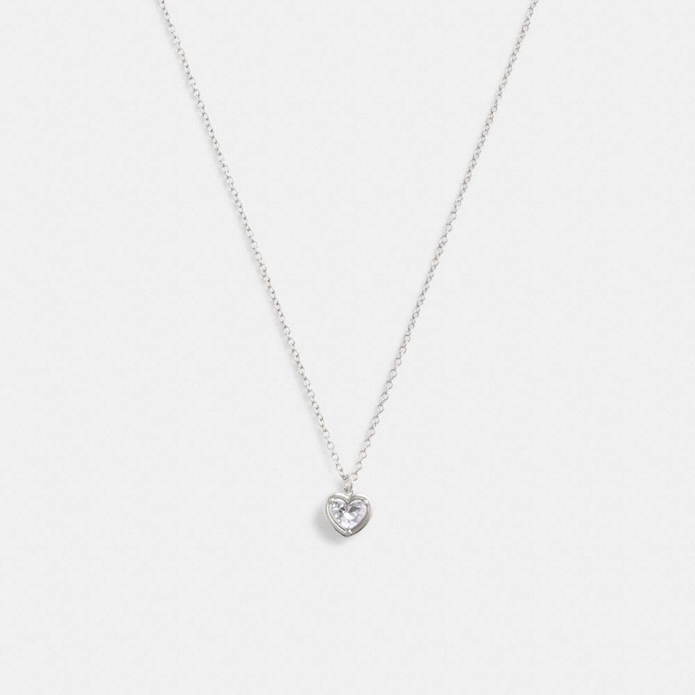 Coach Halo Heart Pendant Necklace Prateadas | COH866194
