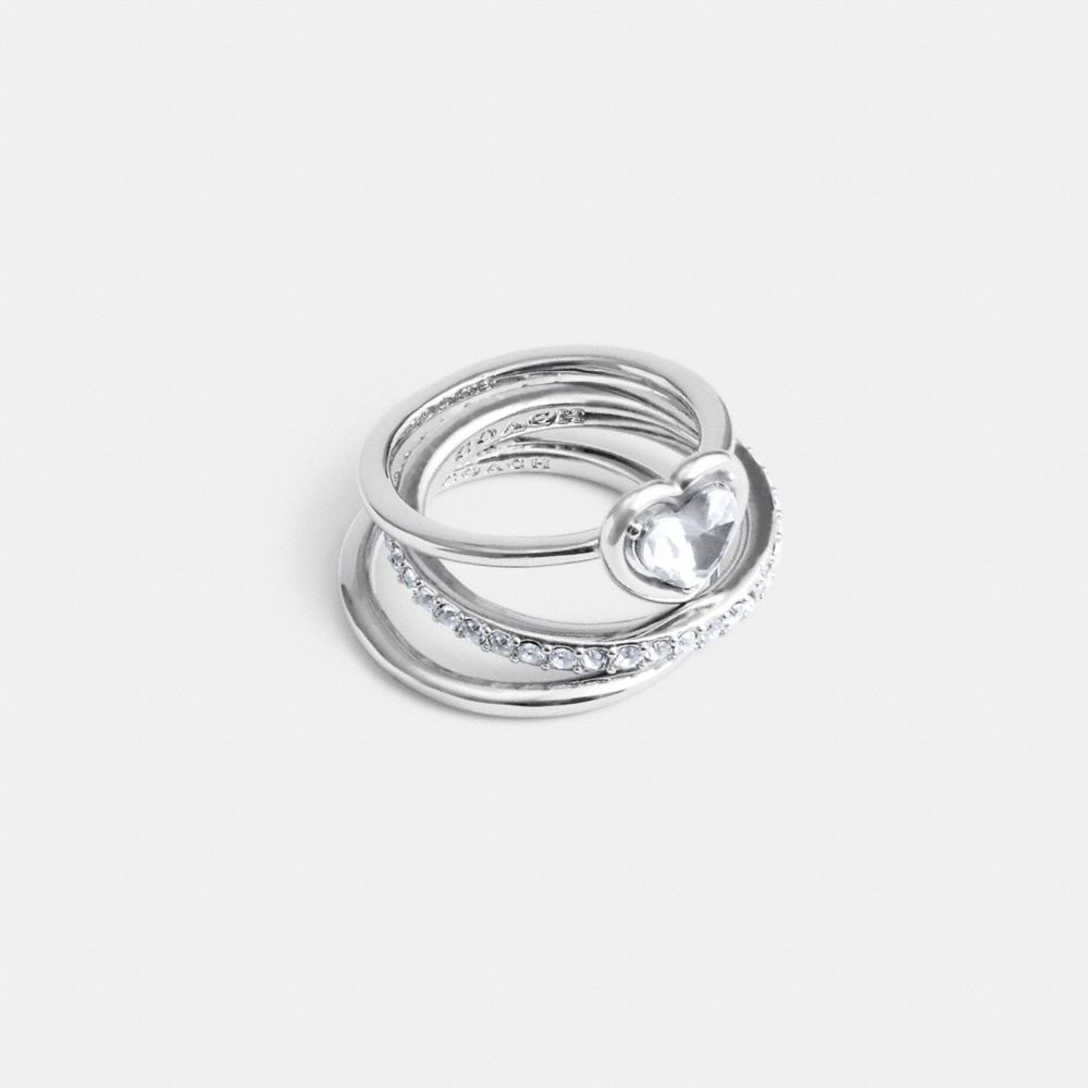 Coach Halo Heart Ring Set Prateadas | COH866159