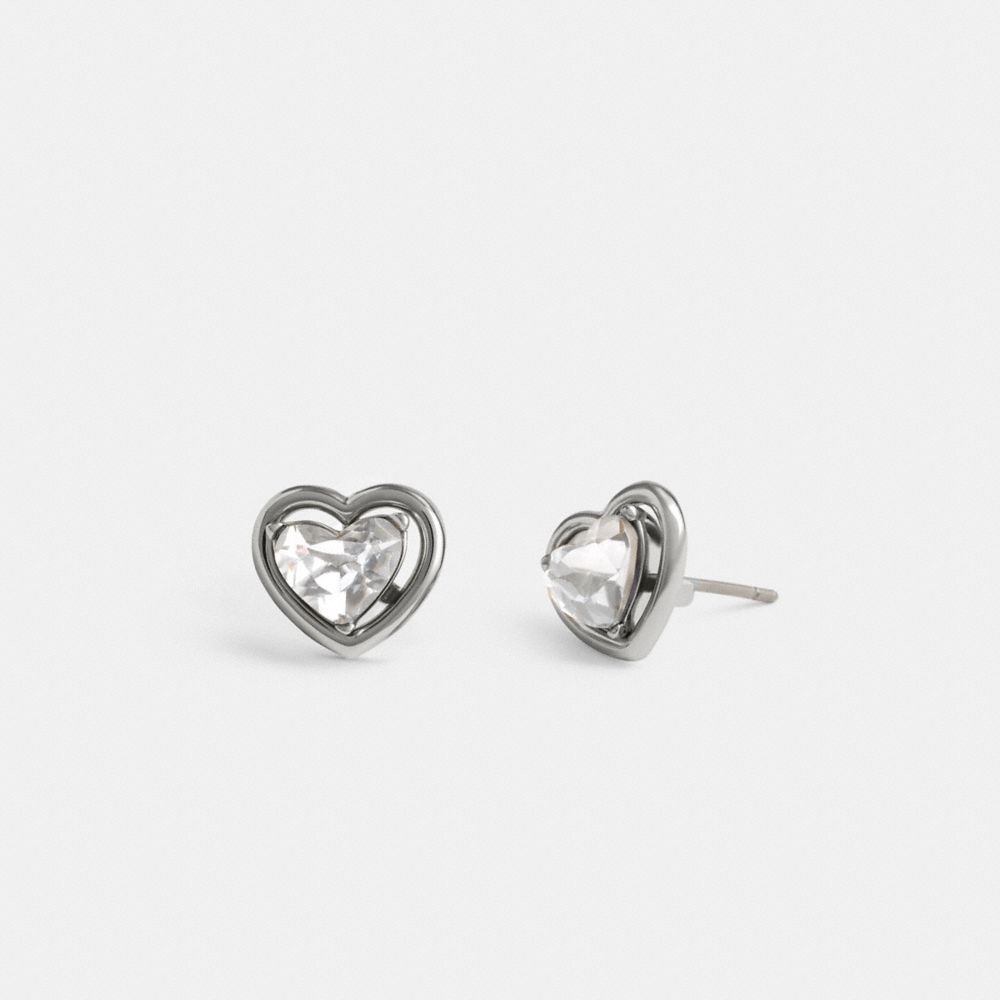 Coach Halo Heart Stud Earrings Prateadas | COH866136