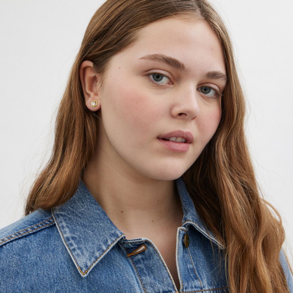 Coach Halo Round Stud Earrings Douradas | COH866121