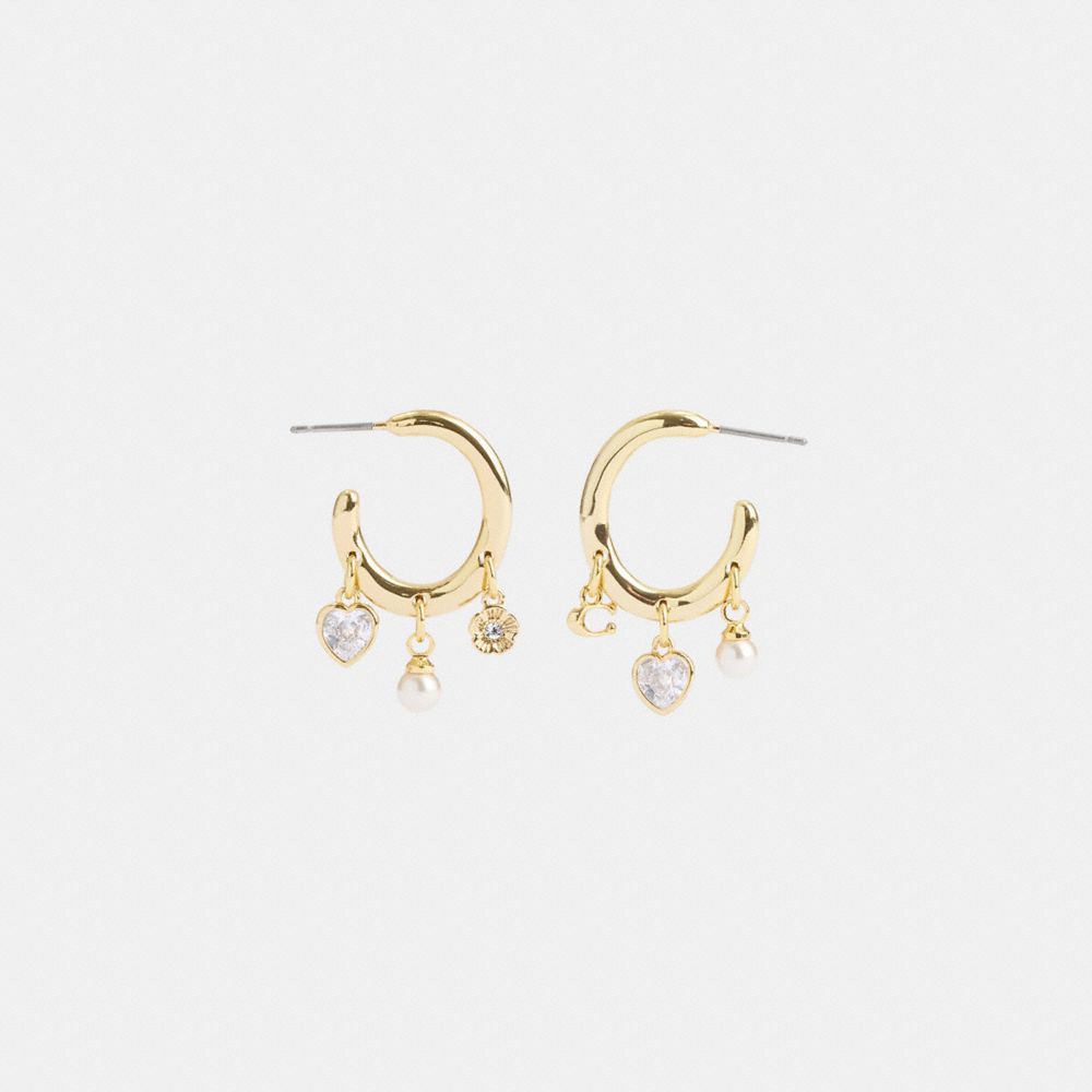 Coach Heart Charm Huggie Earrings Douradas | COH866216