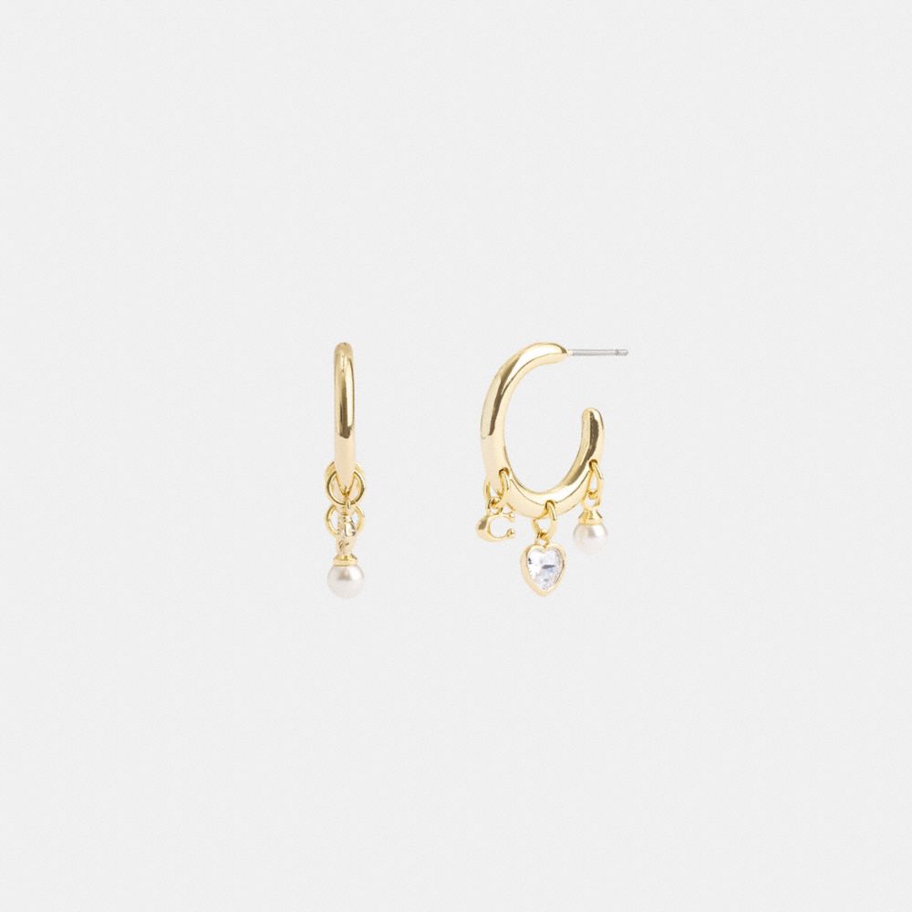 Coach Heart Charm Huggie Earrings Douradas | COH866216