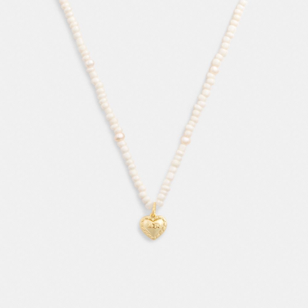 Coach Heart Pearl Necklace Douradas | COH866209