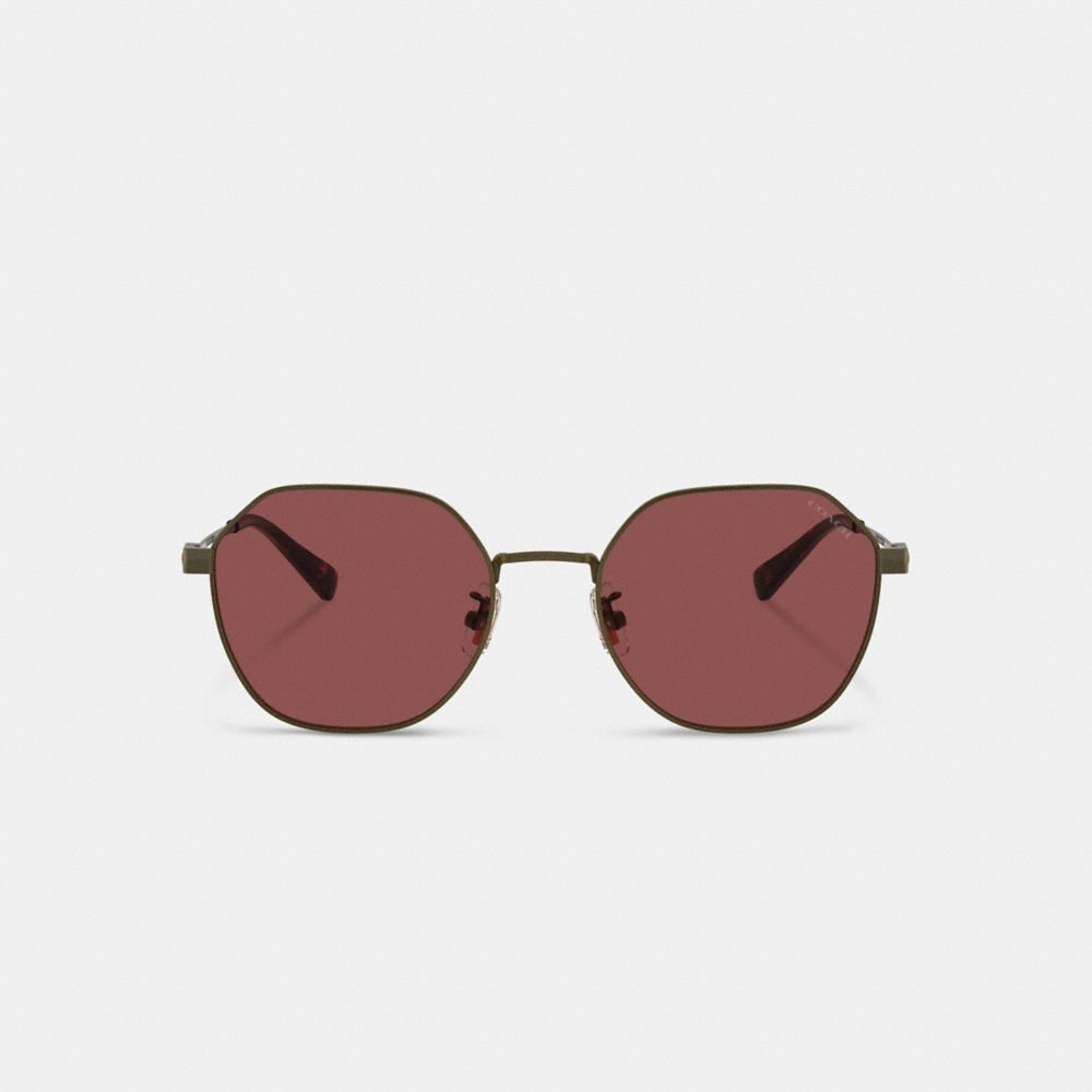 Coach Hinged Geometric Round Sunglasses Douradas Bordeaux | COH867066