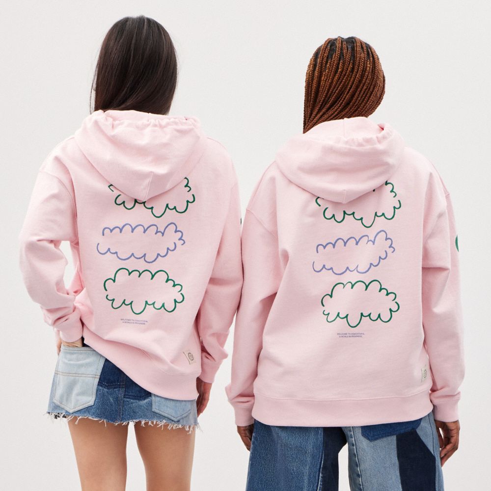 Coach Hoodie In 100% Recycled Cotton: 3 Clouds Rosa Multicoloridas | COH866898