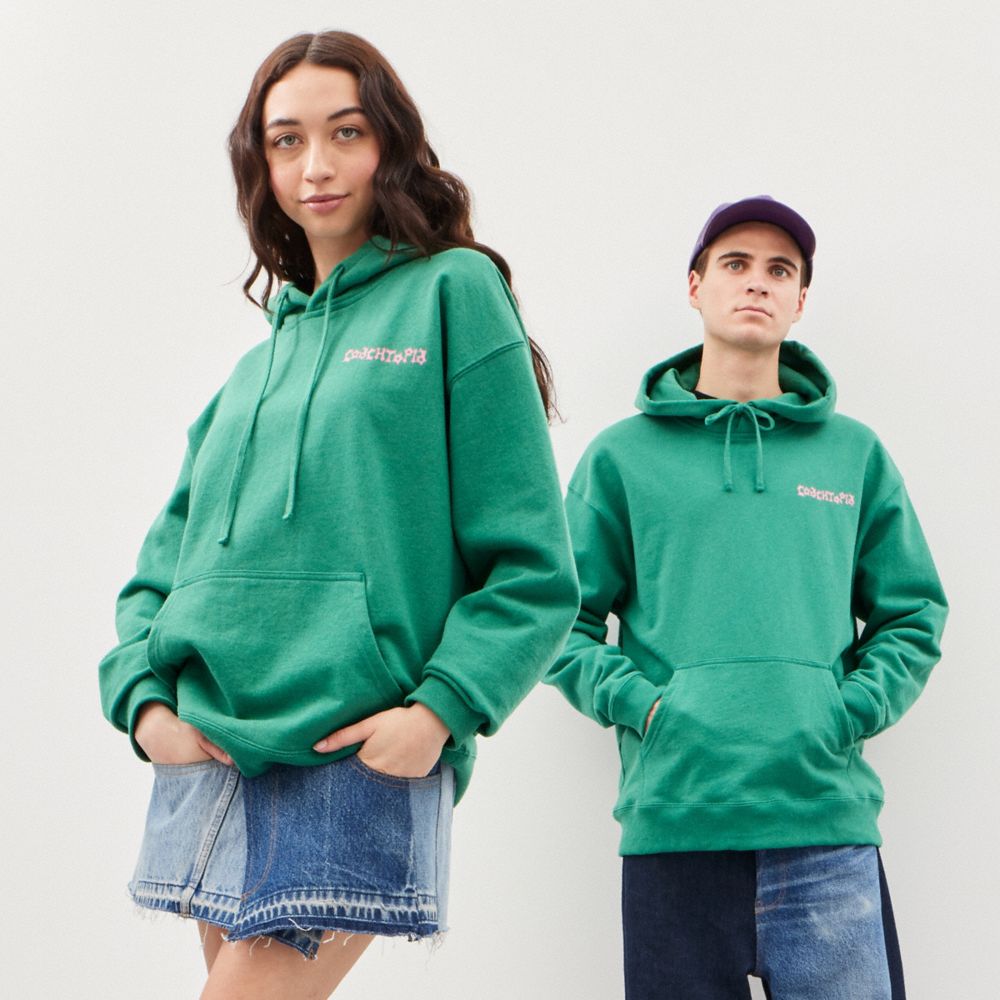 Coach Hoodie In 100% Recycled Cotton: This Is Coachtopia Verdes Multicoloridas | COH865962