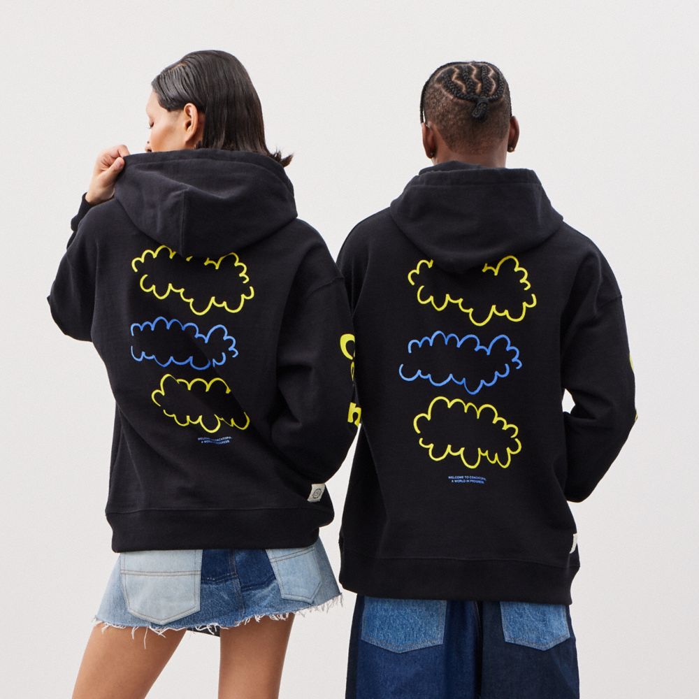Coach Hoodie In 98% Recycled Cotton: 3 Clouds Pretas | COH866895