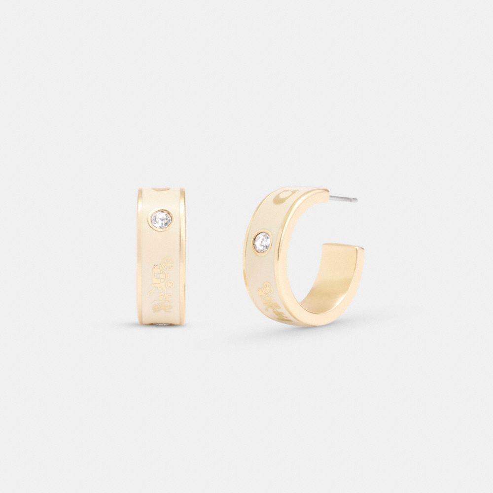 Coach Horse And Carriage Enamel Huggie Earrings Douradas | COH866224