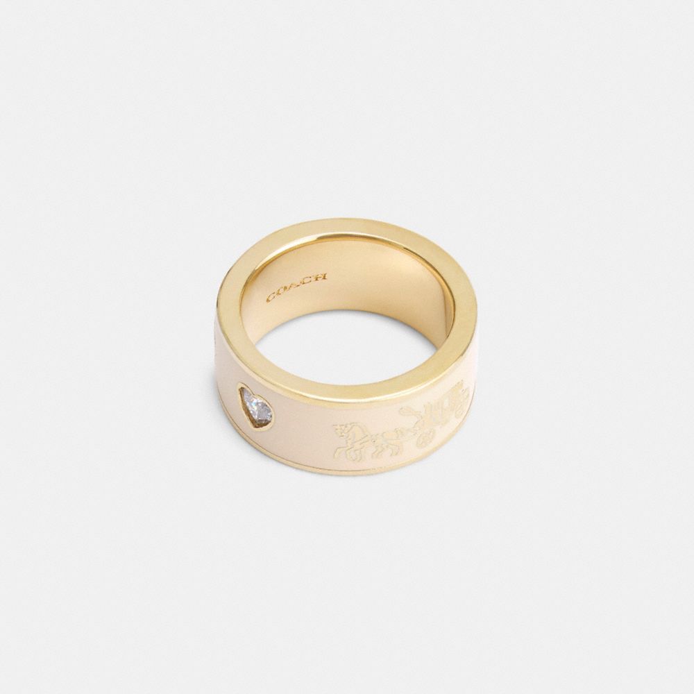 Coach Horse And Carriage Enamel Ring Douradas | COH866202