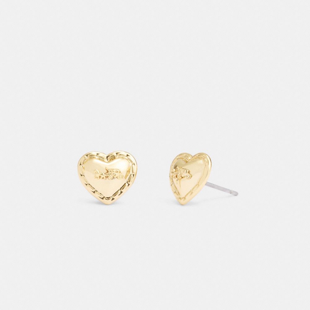 Coach Horse And Carriage Heart Stud Earrings Douradas | COH866220