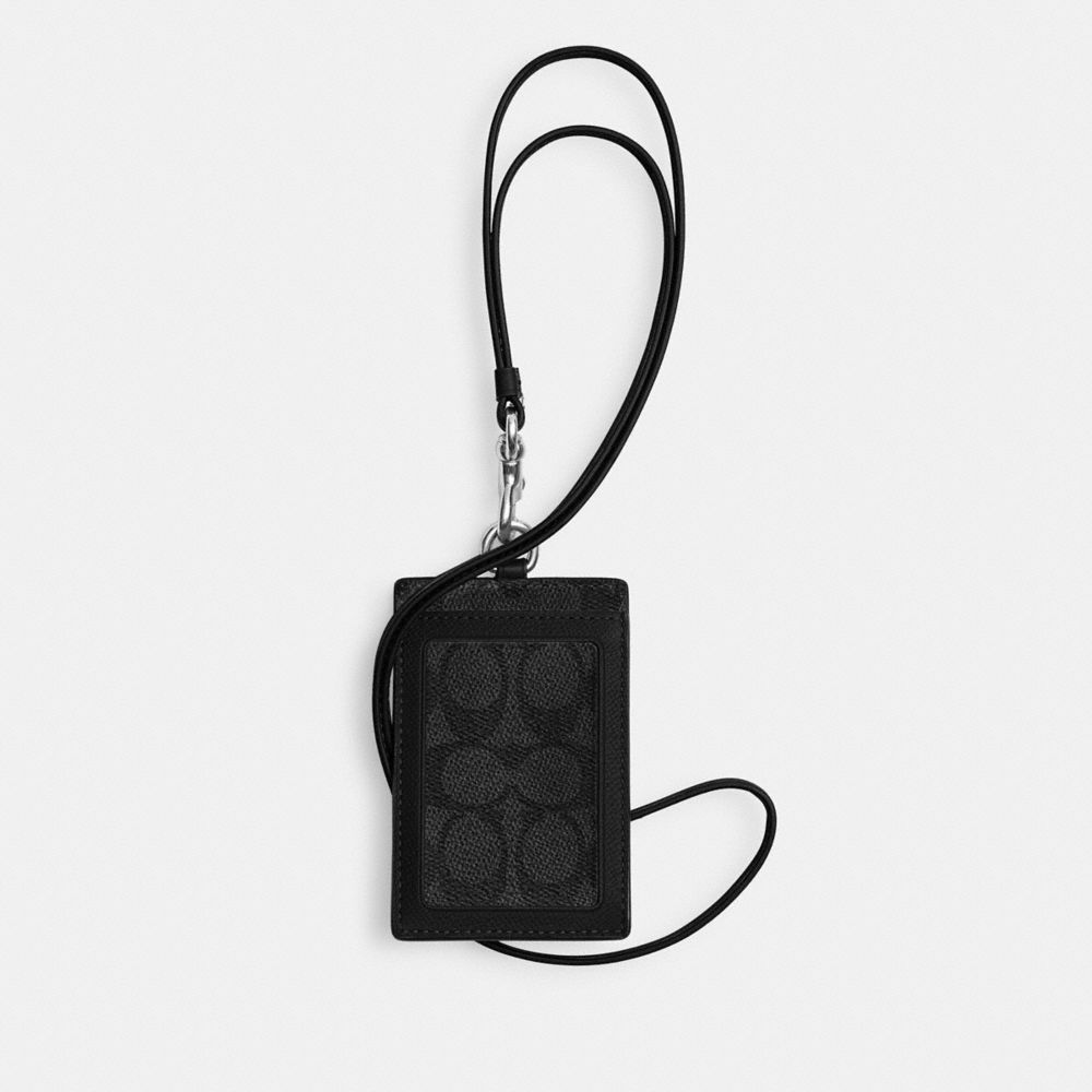 Coach Id Lanyard With Signature Canvas Pretas | COH865663