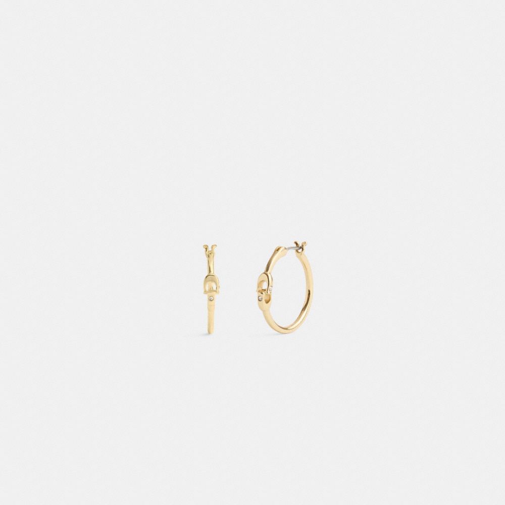 Coach Interlocking Signature Small Hoop Earrings Douradas | COH866201