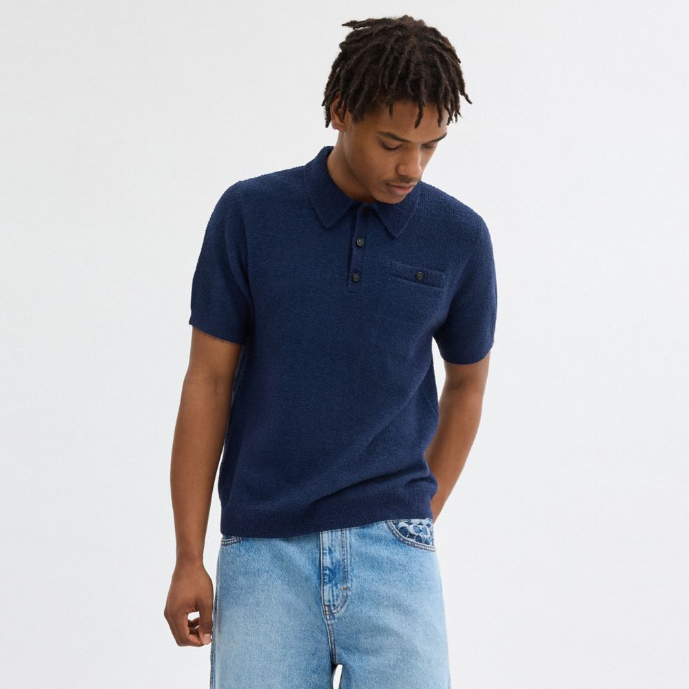 Coach Knit Polo Azul Marinho | COH866904