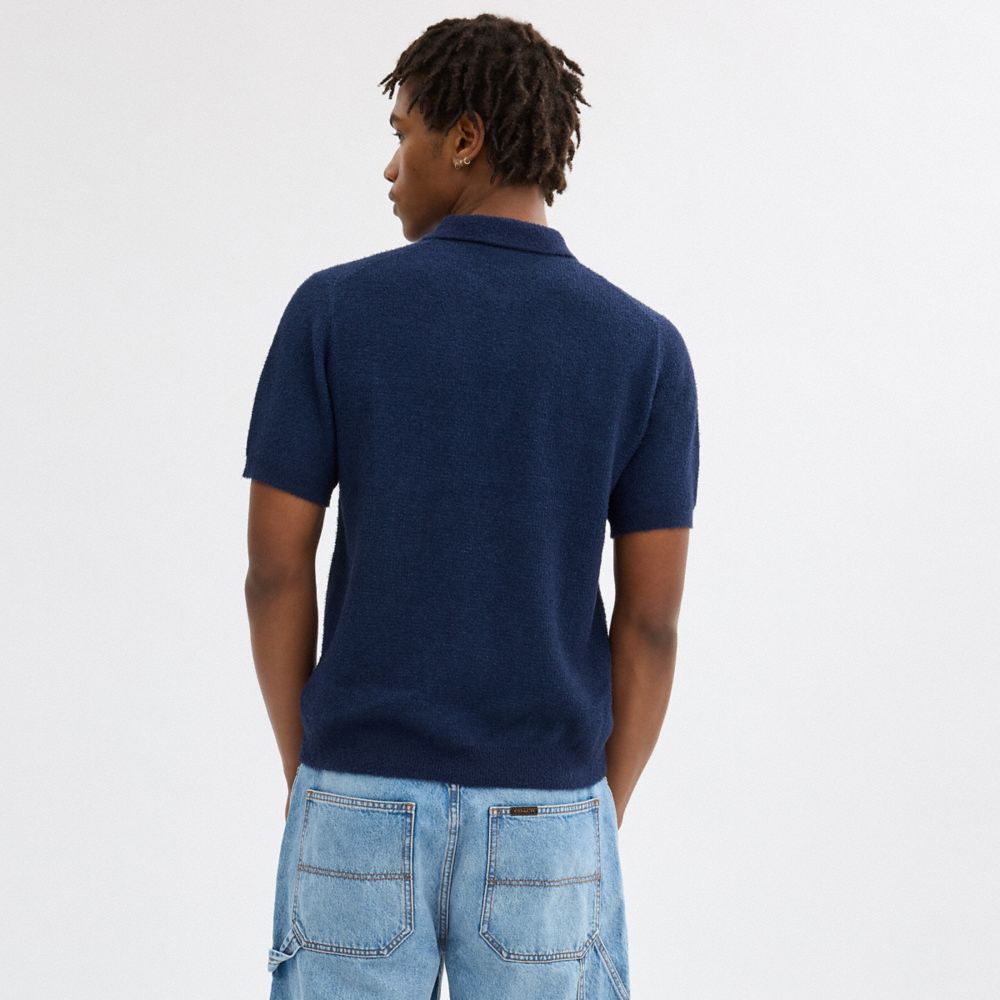 Coach Knit Polo Azul Marinho | COH866904