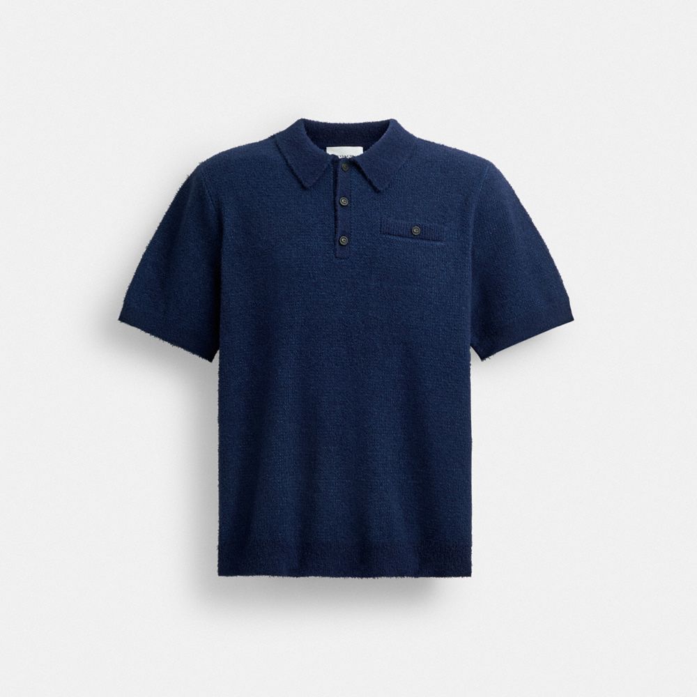 Coach Knit Polo Azul Marinho | COH866904