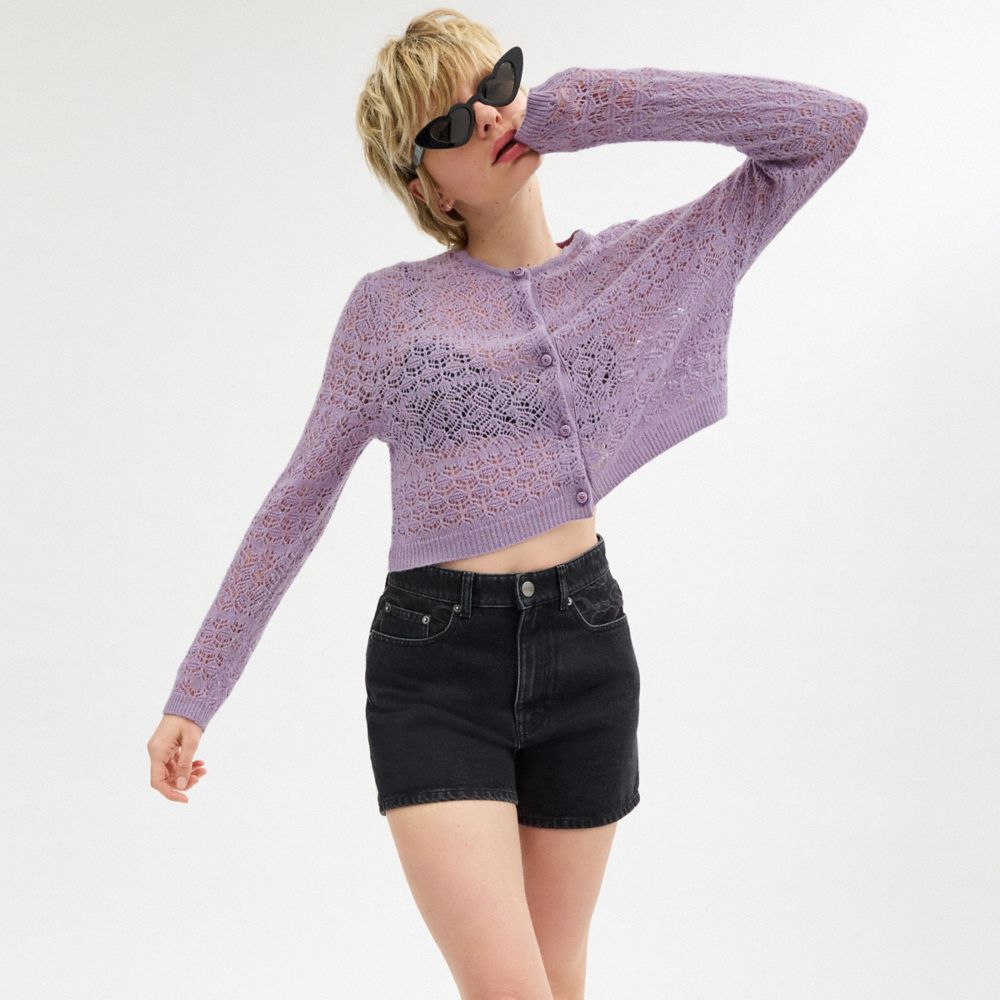 Coach Lace Knit Cardigan Roxo | COH865951