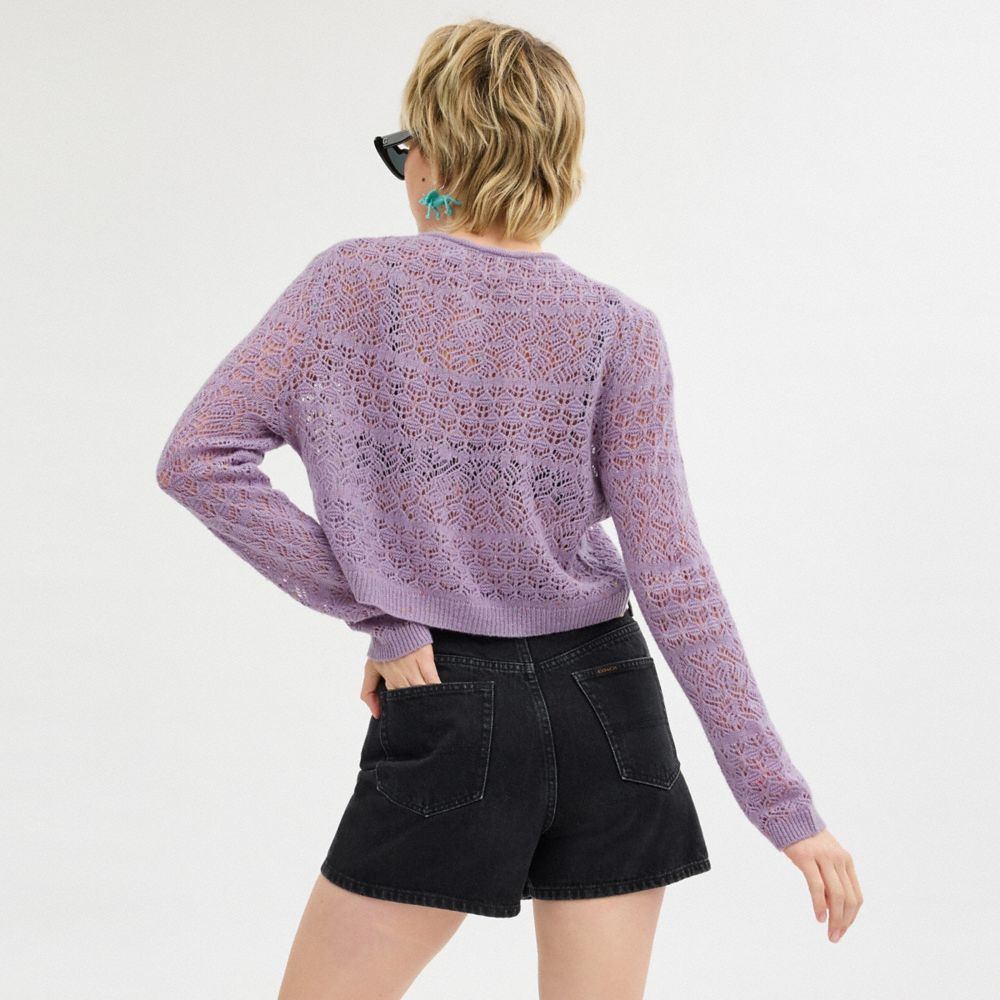 Coach Lace Knit Cardigan Roxo | COH865951