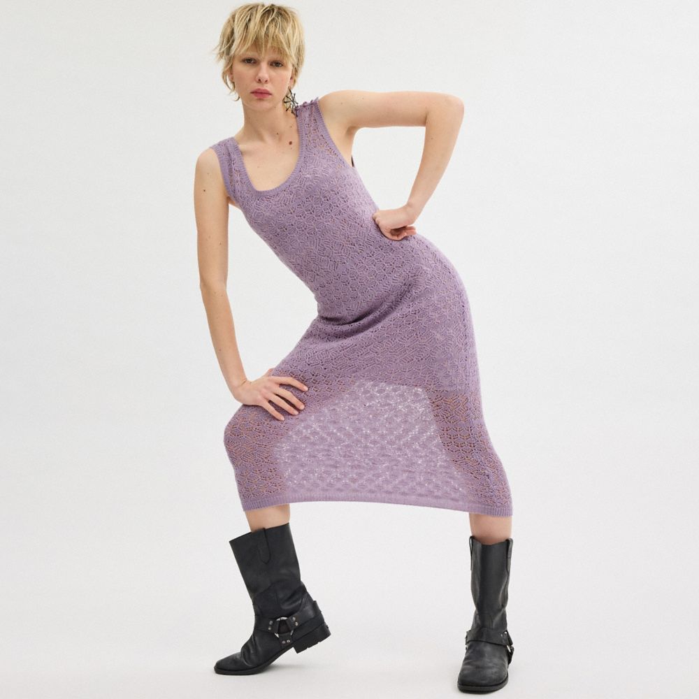 Coach Lace Knit Dress Roxo | COH866063