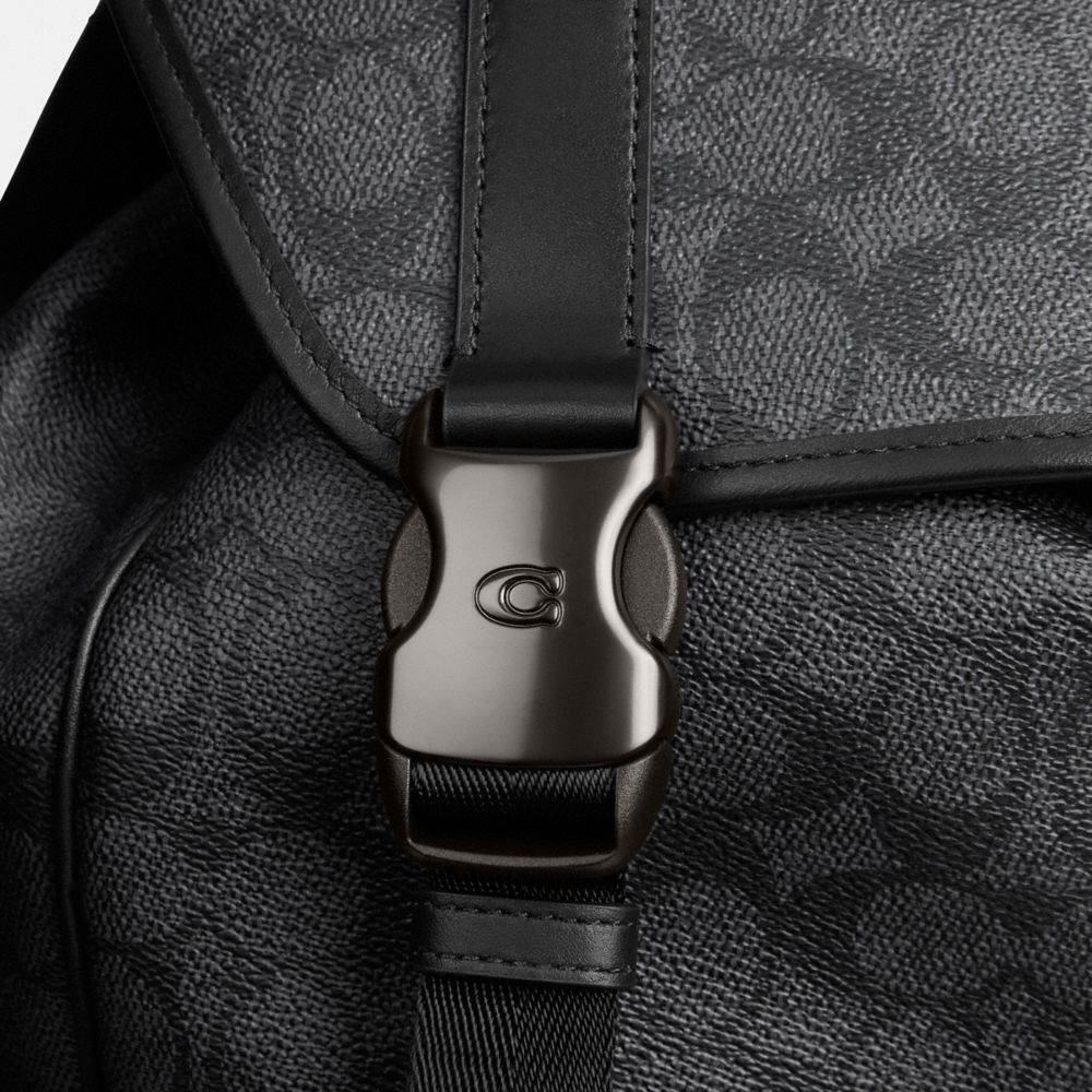 Coach League Flap Backpack In Signature Canvas Cinzentas | COH866516