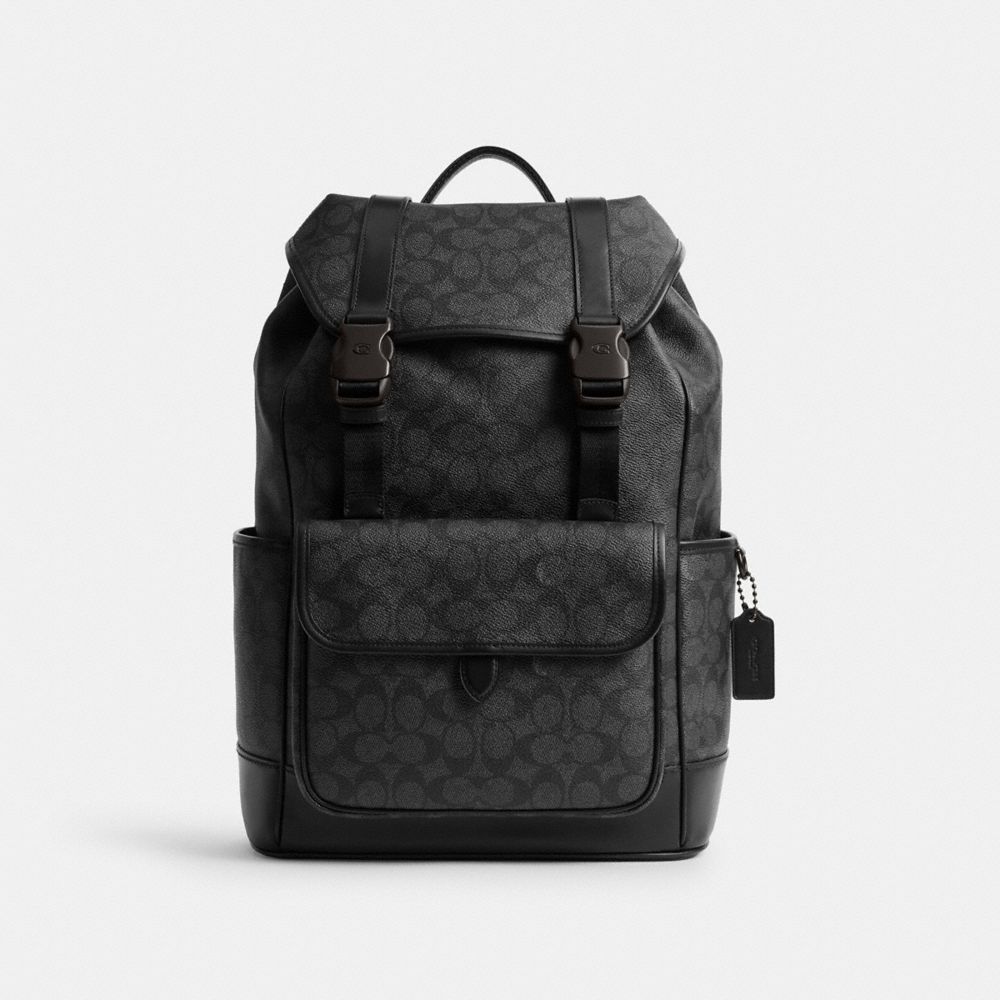 Coach League Flap Backpack In Signature Canvas Cinzentas | COH866516